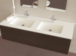 Plan vasque lavabo sur mesure : L 120 à 201 x P 40 à 51 cm, finition lisse mate, 10 couleurs au choix, Anti bactérien, résine Akrytan® teinté dans la masse, Livraison Offerte.